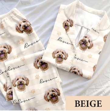 Schlafanzug mit individuellem Haustierfoto, personalisierte Nachtwäsche mit Haustiermotiv, Partner-Outfit für die ganze Familie, süßes Geschenk für Haustierliebhaber, individuelles Pyjama-Set