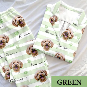 Schlafanzug mit individuellem Haustierfoto, personalisierte Nachtwäsche mit Haustiermotiv, Partner-Outfit für die ganze Familie, süßes Geschenk für Haustierliebhaber, individuelles Pyjama-Set