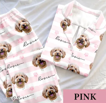Schlafanzug mit individuellem Haustierfoto, personalisierte Nachtwäsche mit Haustiermotiv, Partner-Outfit für die ganze Familie, süßes Geschenk für Haustierliebhaber, individuelles Pyjama-Set