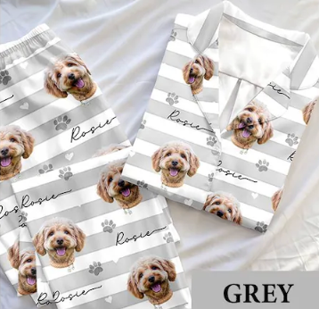 Schlafanzug mit individuellem Haustierfoto, personalisierte Nachtwäsche mit Haustiermotiv, Partner-Outfit für die ganze Familie, süßes Geschenk für Haustierliebhaber, individuelles Pyjama-Set