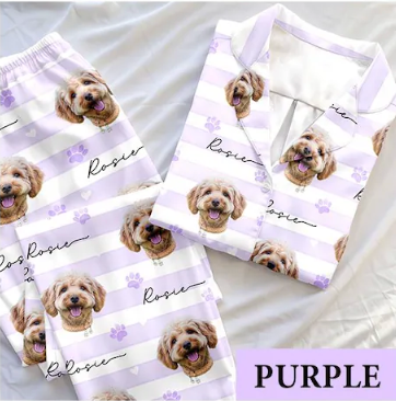 Schlafanzug mit individuellem Haustierfoto, personalisierte Nachtwäsche mit Haustiermotiv, Partner-Outfit für die ganze Familie, süßes Geschenk für Haustierliebhaber, individuelles Pyjama-Set