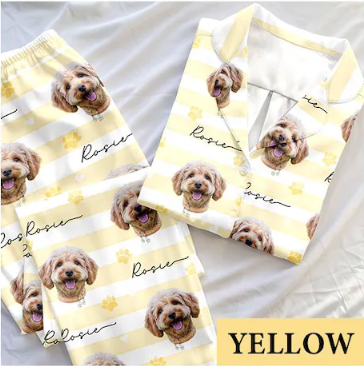 Schlafanzug mit individuellem Haustierfoto, personalisierte Nachtwäsche mit Haustiermotiv, Partner-Outfit für die ganze Familie, süßes Geschenk für Haustierliebhaber, individuelles Pyjama-Set