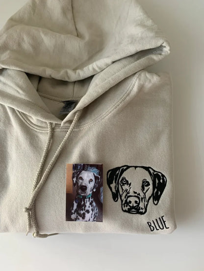 Individuelles Haustierportrait-Sweatshirt – Einzigartiger bestickter Hoodie & T-Shirt