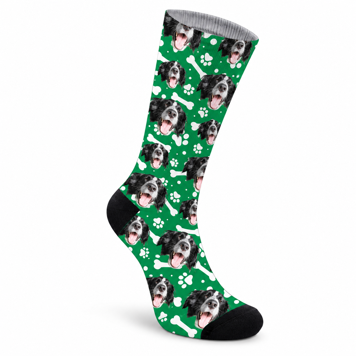 Personalisierte Socken mit dem Gesicht des eigenen Haustiers sind ein tolles Geschenk für jeden Hunde- oder Katzenbesitzer – in verschiedenen Farben erhältlich.