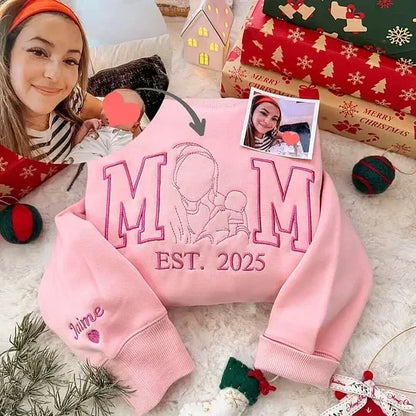 Personalisiertes Familien-Sweatshirt – Individuelles Porträt mit Namen für Mama & Papa