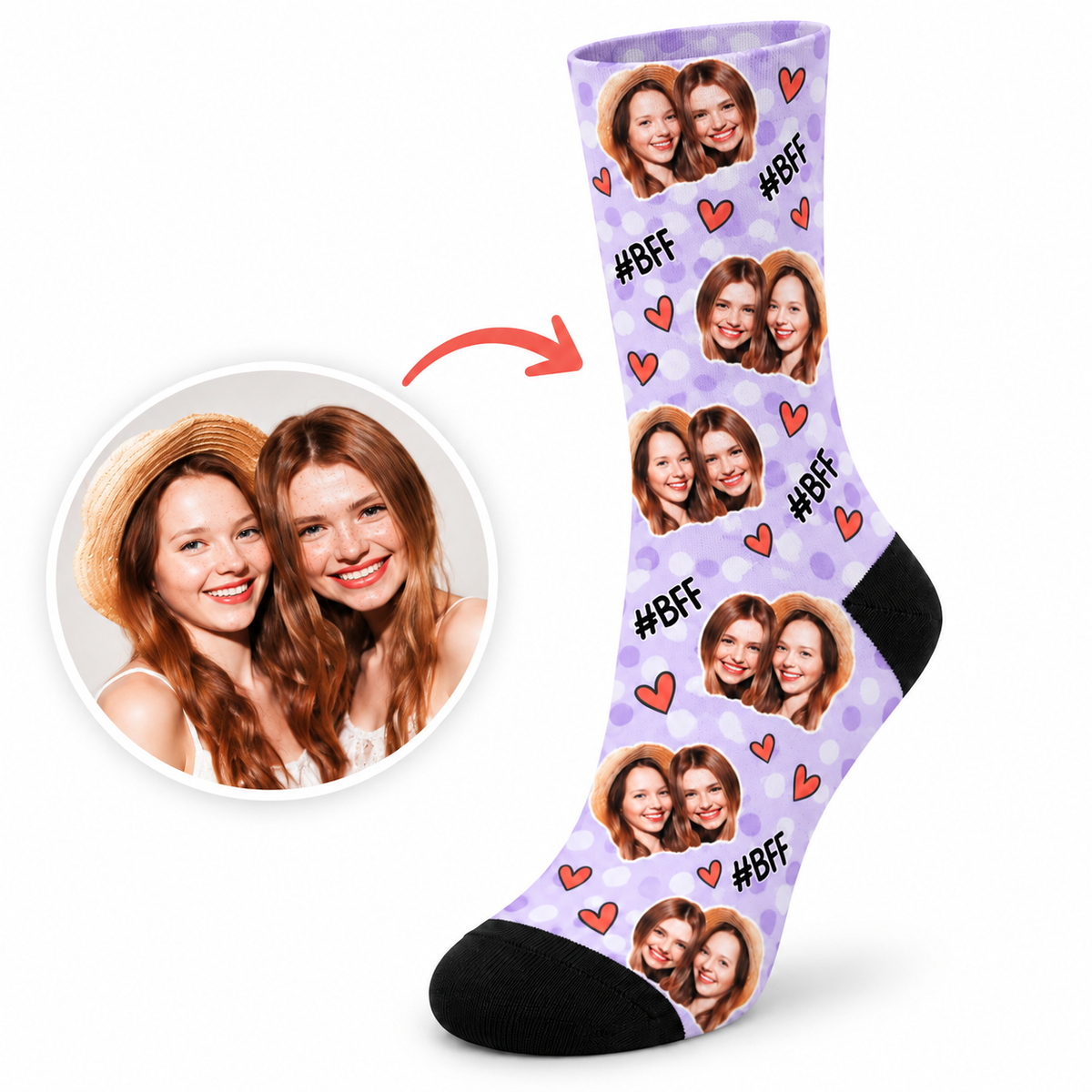 Personalisierte Socken mit Gesicht, Fotosocken für beste Freunde, Socken mit eigenem Foto, Lustiges Fotogeschenk für sie, ihn und beste Freunde