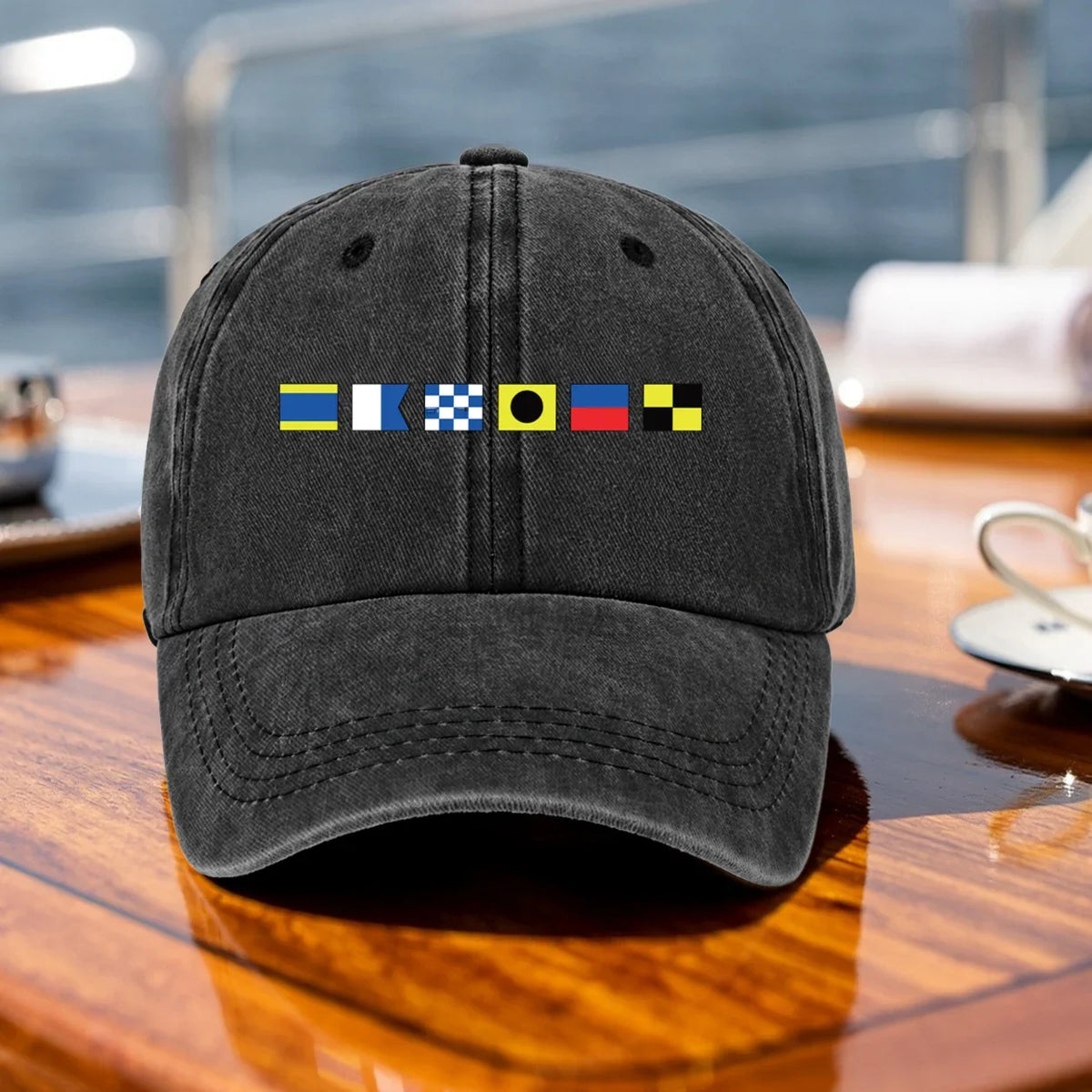 Personalisierte Baseballkappe aus gewaschenem Denim mit maritimem Flaggendesign – Vintage-Look für den Alltag und Outdoor-Aktivitäten, ein einzigartiges Geschenk für Sie oder Ihn