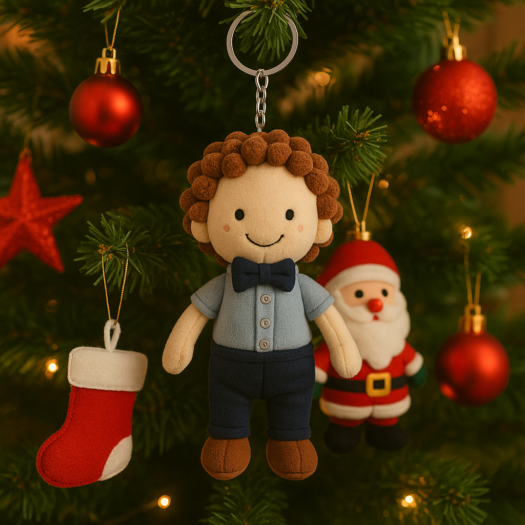 Personalisierter Plüschpuppen-Schlüsselanhänger mit Fotodruck – Einzigartige Weihnachtsgeschenke