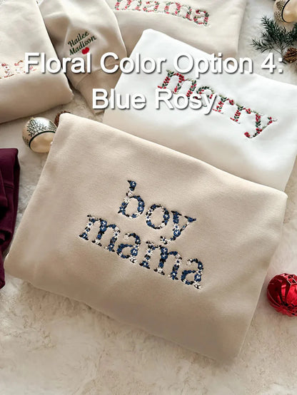Personalisiertes, besticktes Mama-Sweatshirt mit Blumenmotiv