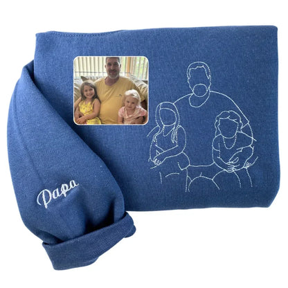 Personalisiertes, besticktes Sweatshirt zum Muttertag | Foto in Stickerei verwandeln – Einzigartiges Geschenk für Mama
