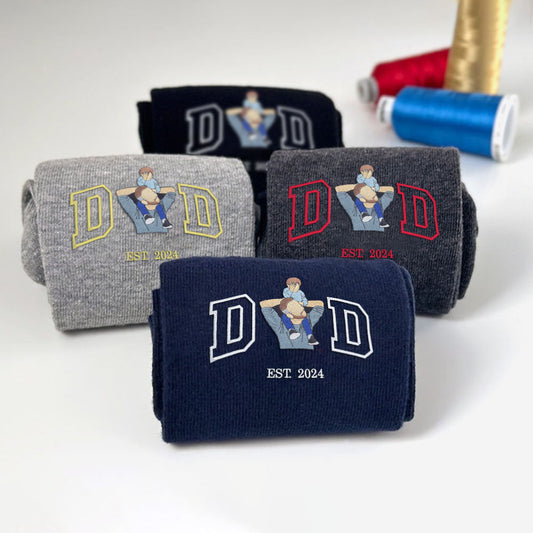 Socken mit gestickten Buchstaben, Socken mit Foto in der Mitte, bedeutungsvolle Sockengeschenke, Socken aus reiner Baumwolle