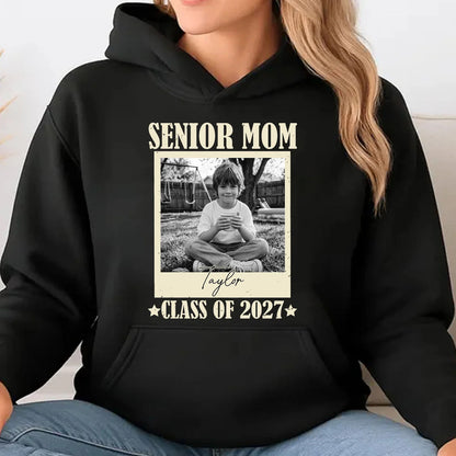 Personalisiertes T-Shirt für Mütter von Schulabgängern (Jahrgang 2027), T-Shirt mit individuellem Foto für den Abschlussjahrgang 2027, Geschenk zum Schulabschluss