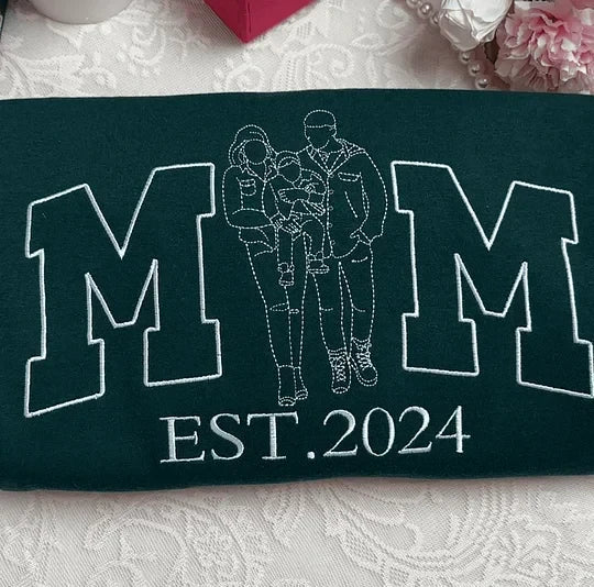 Personalisiertes Familien-Sweatshirt – Individuelles Porträt mit Namen für Mama & Papa