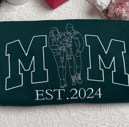 Personalisiertes Familien-Sweatshirt – Individuelles Porträt mit Namen für Mama & Papa