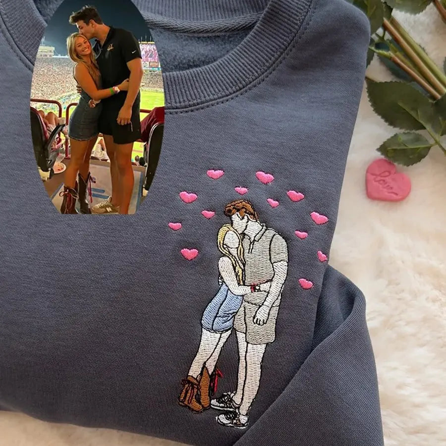Individuell gestaltetes Sweatshirt mit Pärchen-/Familienporträt nach Foto – Personalisiertes Geschenk