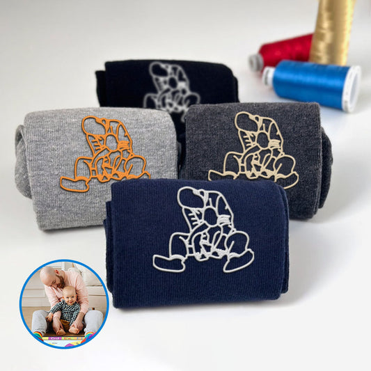 Socken mit gestickten Motiven, Socken als Vatertagsgeschenk, Geschenkidee für Väter, Socken aus reiner Baumwolle