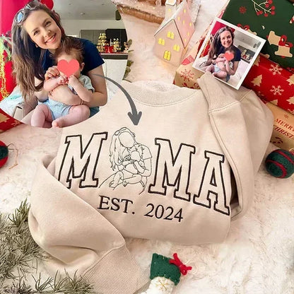 Personalisiertes Familien-Sweatshirt – Individuelles Porträt mit Namen für Mama & Papa