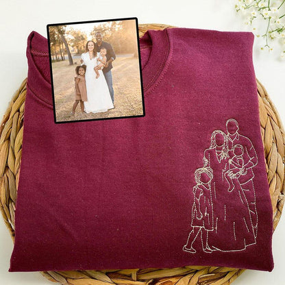 Personalisiertes, besticktes Sweatshirt zum Muttertag | Foto in Stickerei verwandeln – Einzigartiges Geschenk für Mama