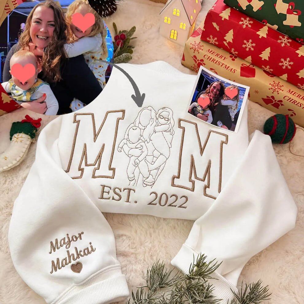 Personalisiertes Familien-Sweatshirt – Individuelles Porträt mit Namen für Mama & Papa