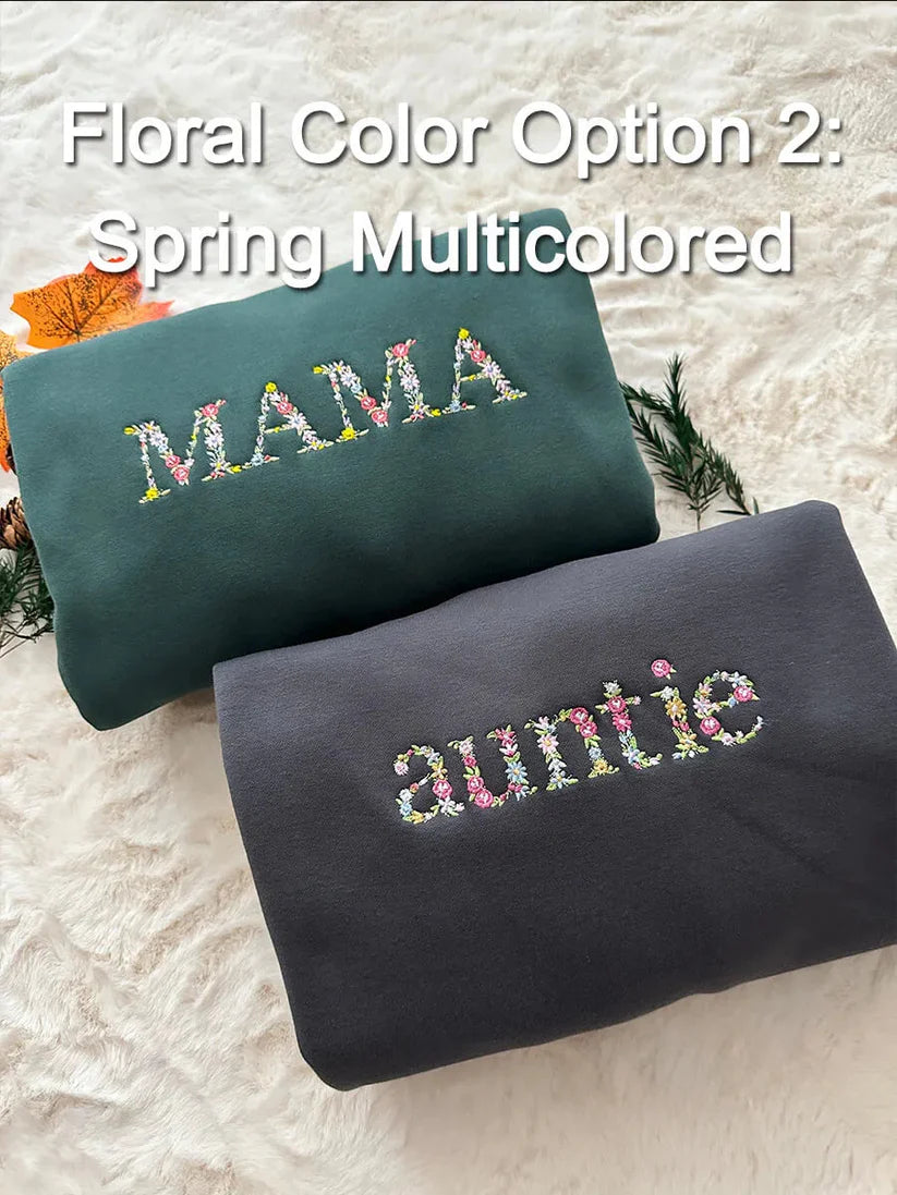 Personalisiertes, besticktes Mama-Sweatshirt mit Blumenmotiv