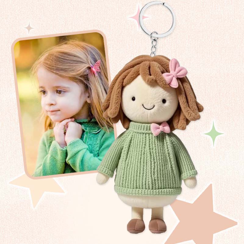 Personalisierte Plüschtiere mit Babyfoto-Schlüsselanhänger