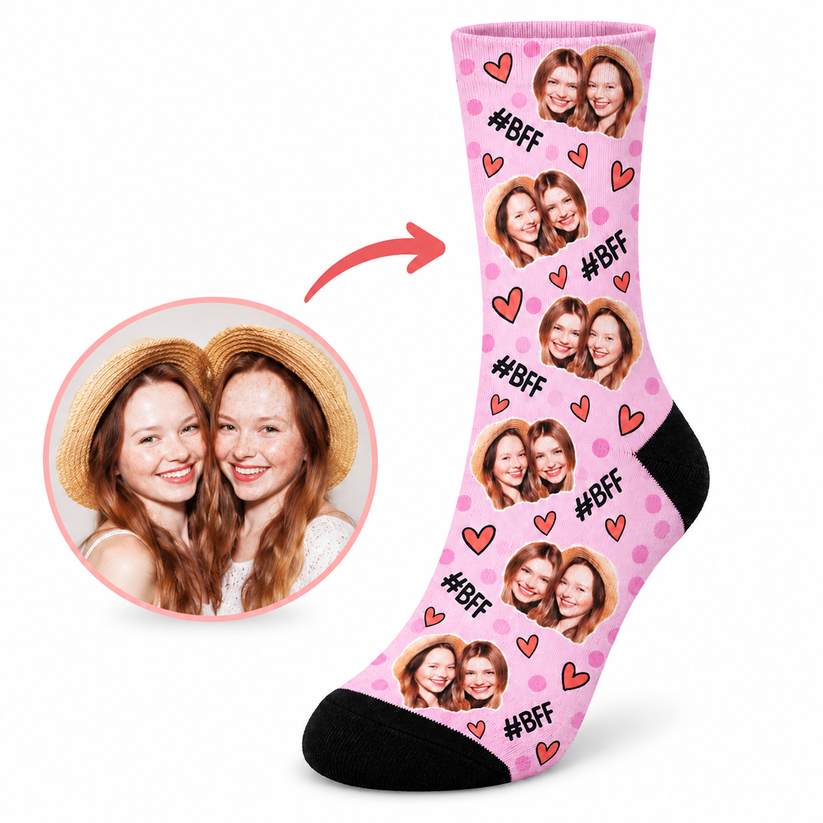 Personalisierte Socken mit Gesicht, Fotosocken für beste Freunde, Socken mit eigenem Foto, Lustiges Fotogeschenk für sie, ihn und beste Freunde