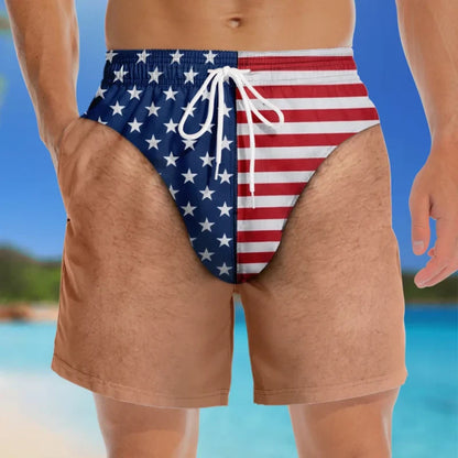 Benutzerdefinierte lustige patriotische Männer Schwimmhosen - personalisierte Sommerurlaub und Reisegeschenke für Männer - Freiheit und Chill