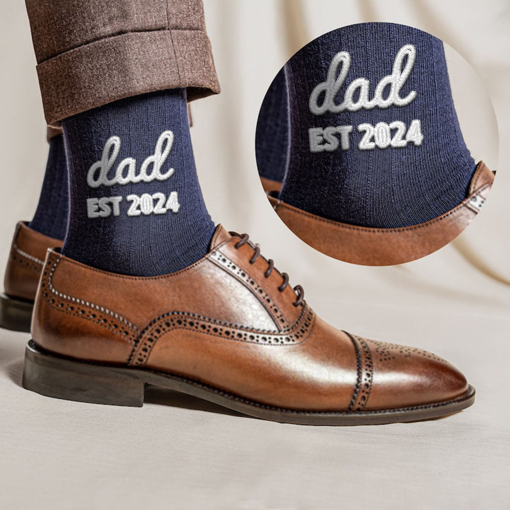 Individuelle Socken mit Namen – Handbestickte Baumwollsocken für Papa