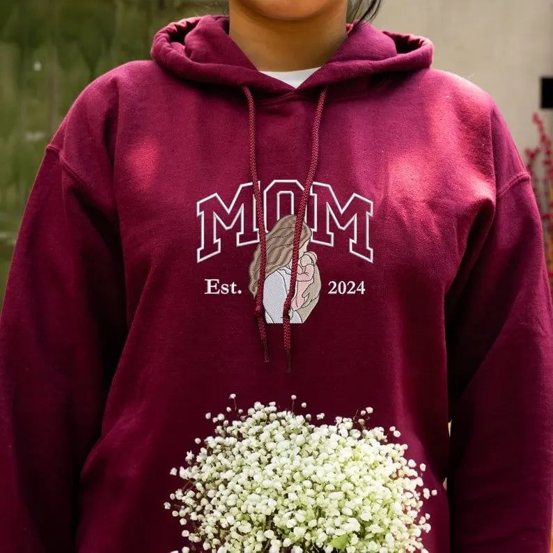 Personalisierter Mama Sweatshirt mit Kindernamen bestickt personalisierter Muttertags Crewneck