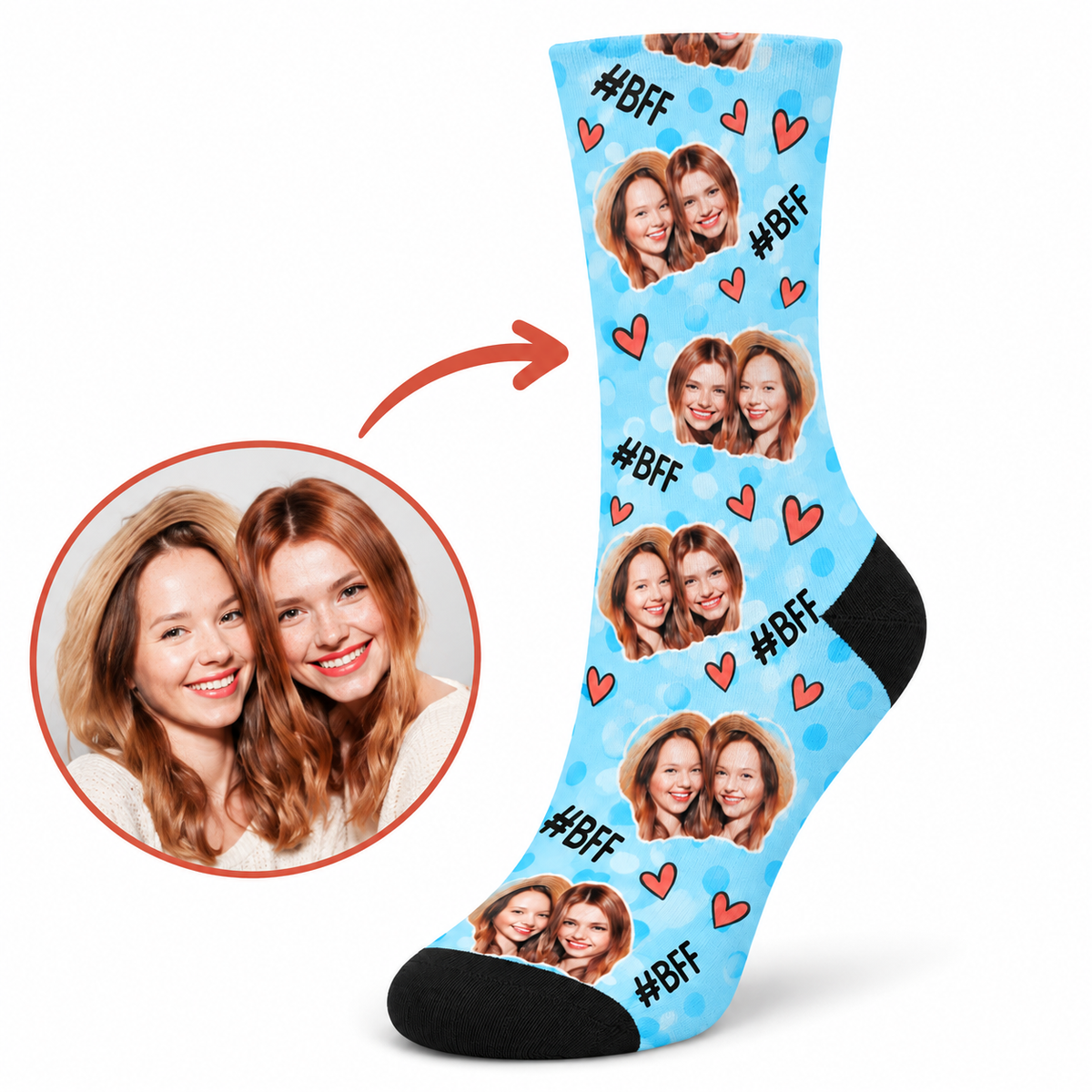 Personalisierte Socken mit Gesicht, Fotosocken für beste Freunde, Socken mit eigenem Foto, Lustiges Fotogeschenk für sie, ihn und beste Freunde