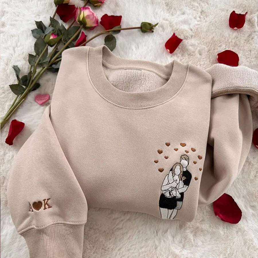 Individuell gestaltetes Sweatshirt mit Pärchen-/Familienporträt nach Foto – Personalisiertes Geschenk