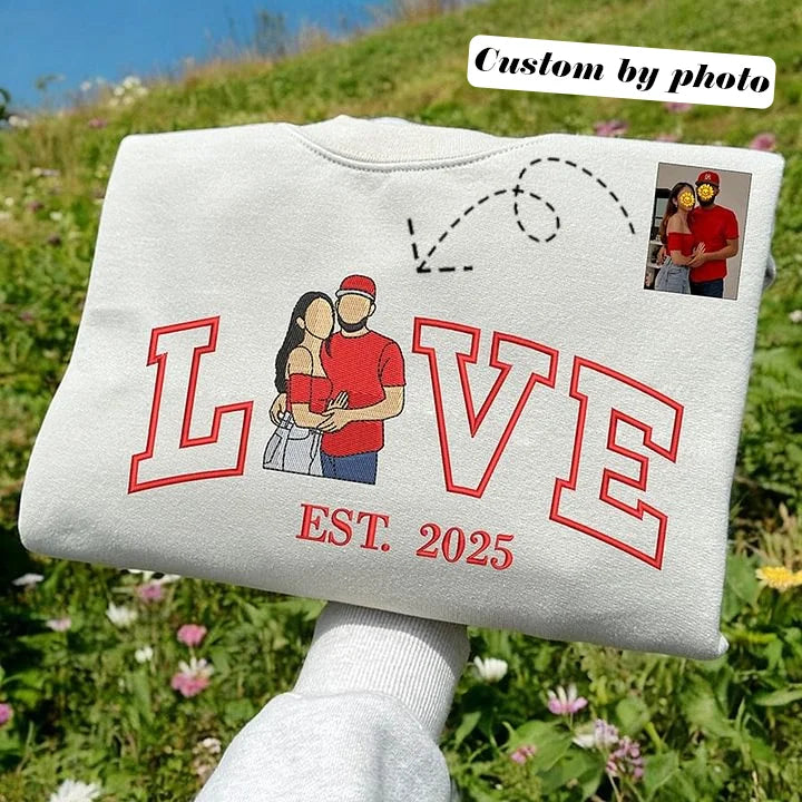 Mit Filzherz bestickte Partner-Hoodies – personalisierbar & perfekt für den Valentinstag