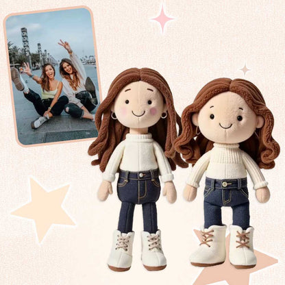Personalisierter Schlüsselanhänger mit Familienfoto-Plüschpuppe – Weihnachtsgeschenk
