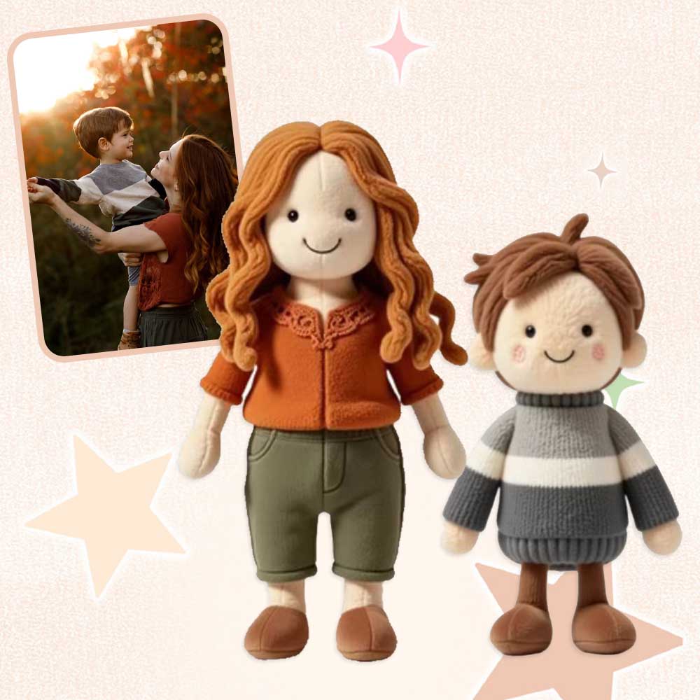 Personalisierter Schlüsselanhänger mit Familienfoto-Plüschpuppe – Weihnachtsgeschenk