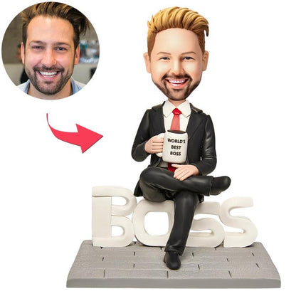 Weihnachtsgeschenk Domineering Male Boss WORLD BEST BOSS Custom Wackelkopf mit eingraviertem Text