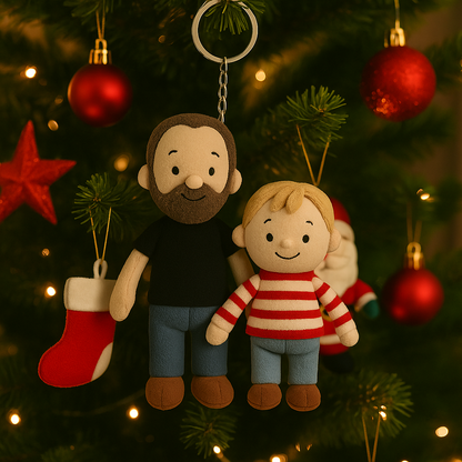 Personalisierter Foto-Plüschpuppen-Schlüsselanhänger – Weihnachtsgeschenk für Papa