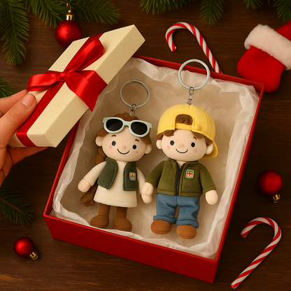 Personalisiertes Schwesterfoto-3D-Plüschpuppen-Schlüsselanhänger-Kissen