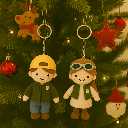 Personalisiertes Schwesterfoto-3D-Plüschpuppen-Schlüsselanhänger-Kissen