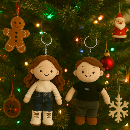 Personalisierter Schlüsselanhänger mit Pärchenfoto, Familiengeschenk, Plüschpuppe