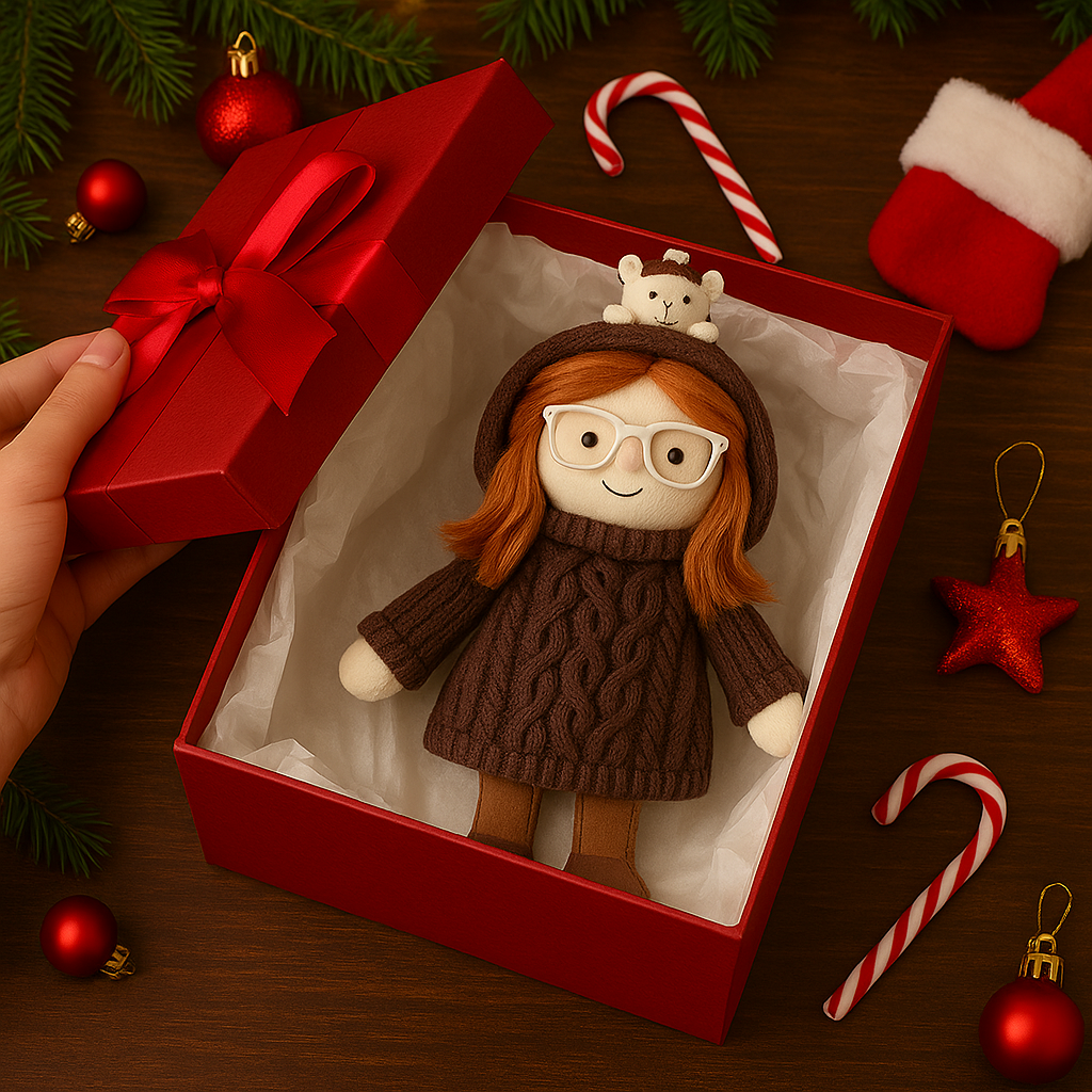 Personalisierte Plüschpuppen-Schlüsselanhänger mit Foto als Weihnachtsgeschenk – Geschenk für Sie