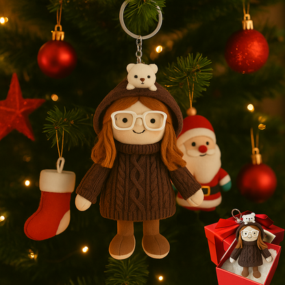 Personalisierte Plüschpuppen-Schlüsselanhänger mit Foto als Weihnachtsgeschenk – Geschenk für Sie
