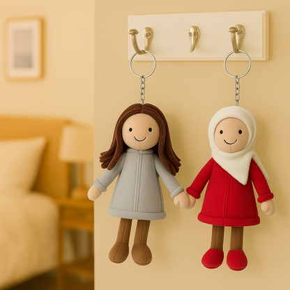 Personalisierter 3D-Plüschpuppen-Schlüsselanhänger/Kissen mit Schwesterfoto