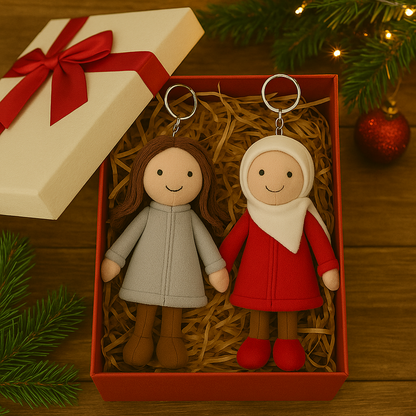 Personalisierter 3D-Plüschpuppen-Schlüsselanhänger/Kissen mit Schwesterfoto