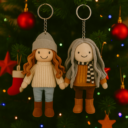 Personalisierter Foto-Schlüsselanhänger mit bedruckter Plüschpuppe – Das ideale Geschenk für Mama