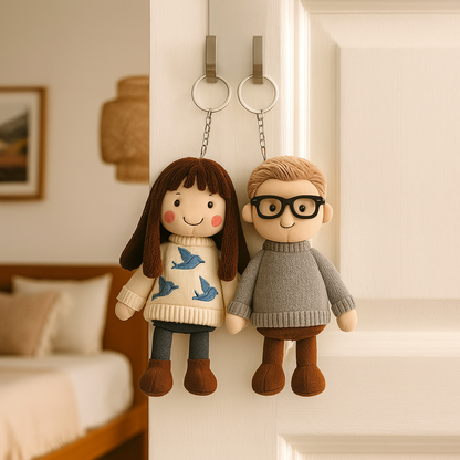 Personalisierter Foto-Plüschpuppen-Schlüsselanhänger – Geschenk für Sie und Paare