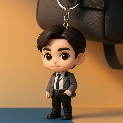 Personalisierter 3D-Schlüsselanhänger vom Foto – Geschäftsmann Figur, individuelles Geschenk für Profis