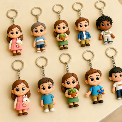 Personalisierter 3D-Figuren-Schlüsselanhänger vom Foto – Studentin Mädchen Geschenk für Kinder
