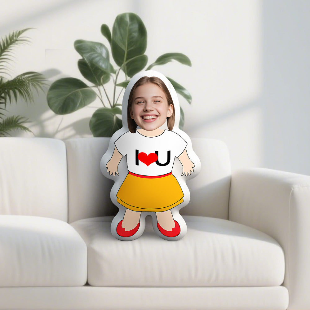 Personalisierbares "Ich liebe dich"-Fotokissen mit Gesicht, beidseitiger Druck, versteckter Reißverschluss, hochwertiges Geschenk für viele Anlässe