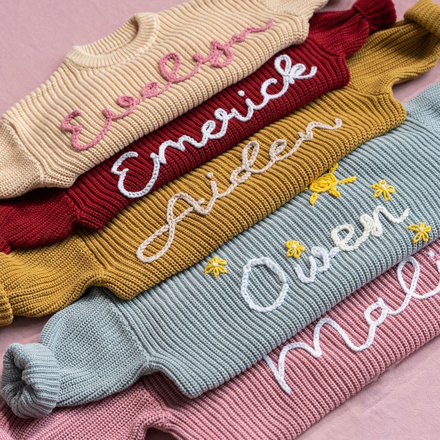 Individueller Baby-Namenspullover – Personalisiertes besticktes Strick-Sweatshirt für Kleinkinder und Kinder