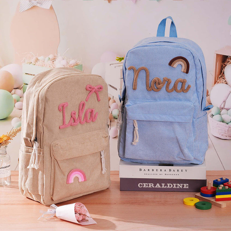 Individueller Kinderrucksack – Vor- und Zuname personalisiert aus Cord